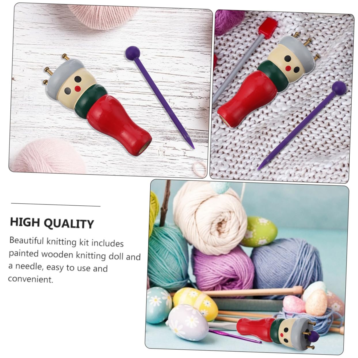 BESPORTBLE 2 Sets French Knitting Machine Loom Kit Wood Knitting Tool Yarn Wool Knitter DIY Loom Maker Craft Random Color