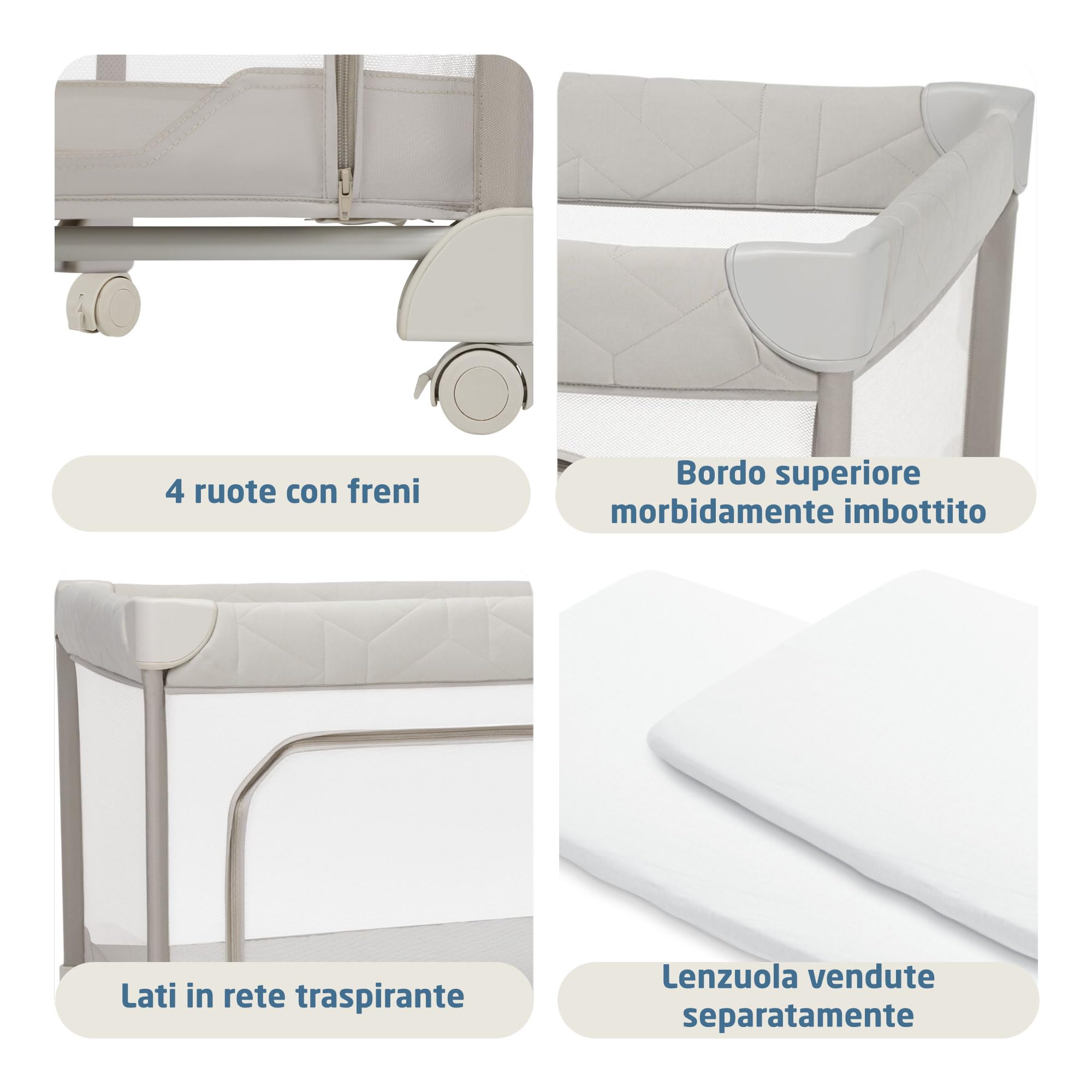 Maxi-Cosi Merlin, 2 in 1 Culla da Campeggio Neonato & Area Giochi, 0-4 Anni, 0-18 kg, Lettino da Viaggio Bambini, Chiusura in 1 Secondo, Materasso 120x60 cm, Finestra Laterale, Elegance Beige