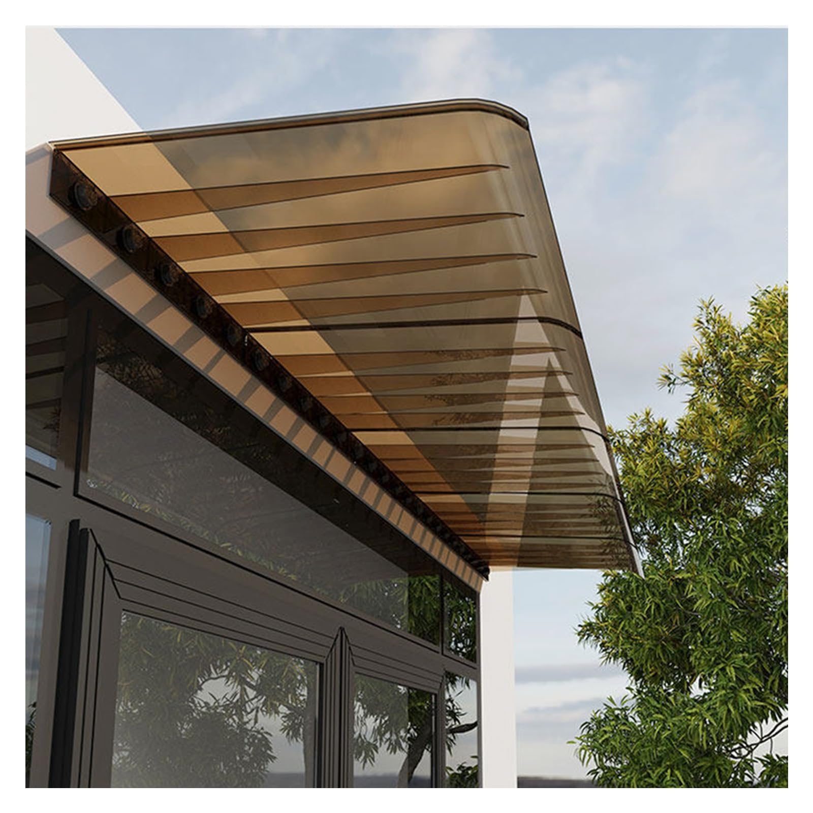 Zhengqian One Color Window Awning,Polycarbonate Brown Front Door Sun Shetter,Upgraded Door Canopy,Spliced Overdoor Awning,For Outside Patio, Porch, Deck, Or House Exterior(W45*L80cm/W 17.7*L31.4in)