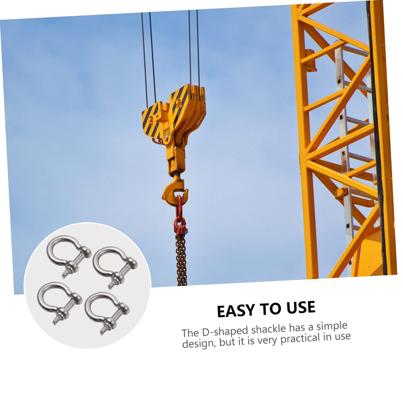 FAVOMOTO 4 Pieces Tie Buckle Steel Shackles Horseshoe Shaped Shackles D Shape Shackle 1/2 Shackle Ring Shackles D Shackle Anchor 3/4 Rotate Outside Clip On U