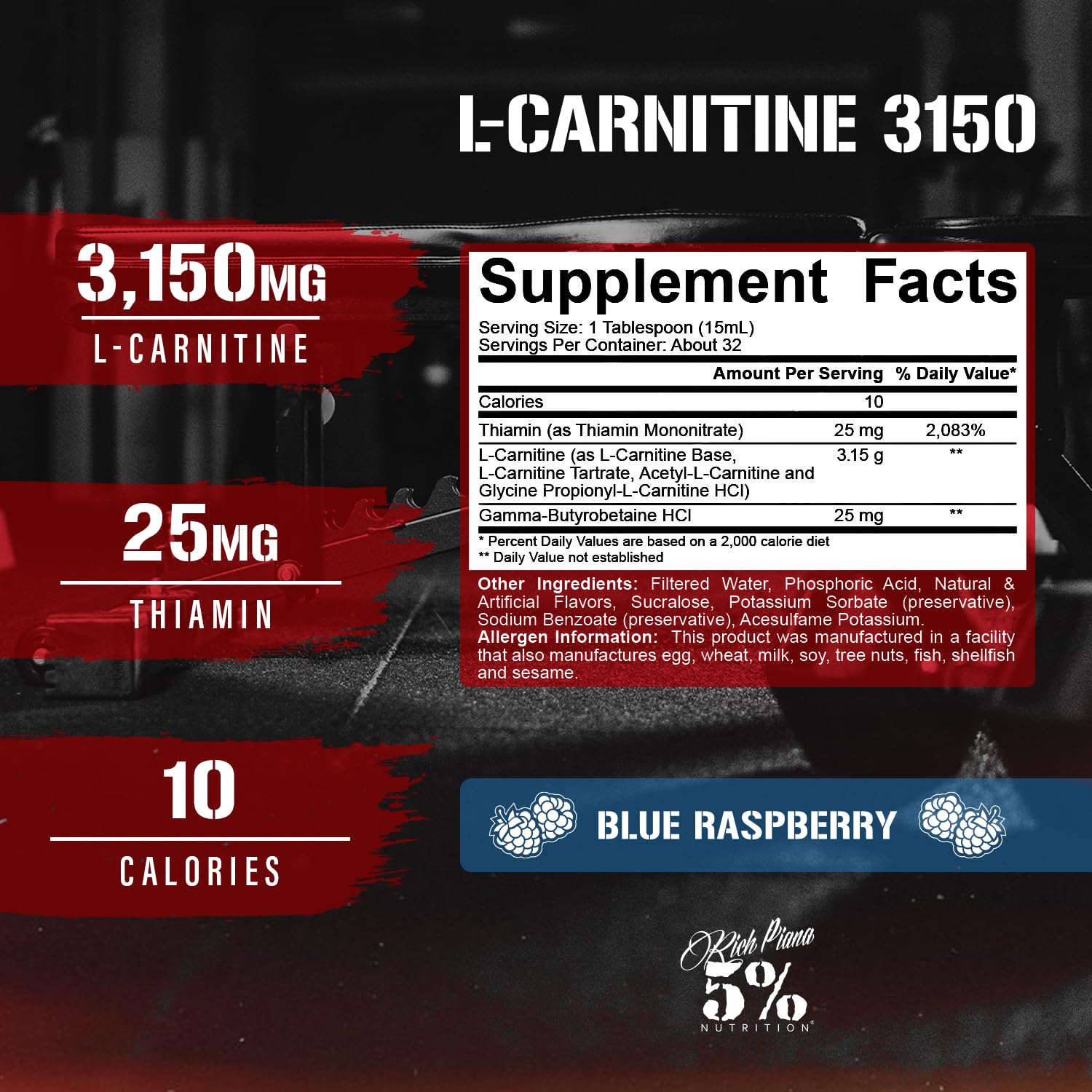 l carnitine calories 5% Nutrition L-Carnitine Liquid 3150 (Blue Raspberry) | Premium 4-Source Liquid L-Carnitine Blend دبي Glutathione Peel - Buy Size:50 grams