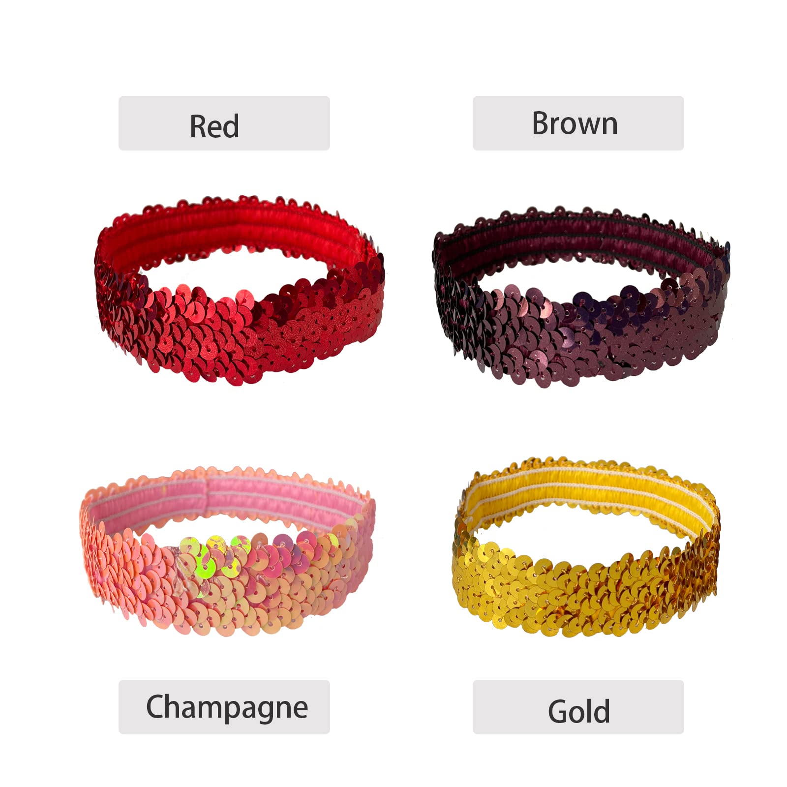 Amazon.com : WEBGGER 12 Pack Sequin Headbands Elastic  display picture 1