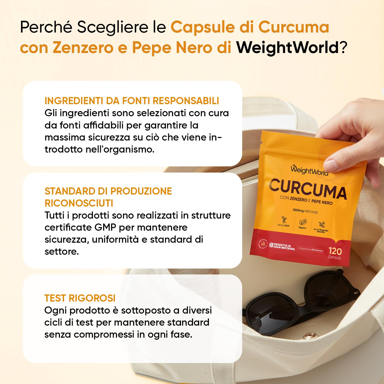 Curcuma Piperina Zenzero Integratore, 3200mg per Dose, 120 Curcuma Capsule Vegane con Pepe Nero (Piper Nigrum) e Zenzero (Zingiber Officinale), Senza Magnesio Stearato e OGM, Prodotto nel Regno Unito