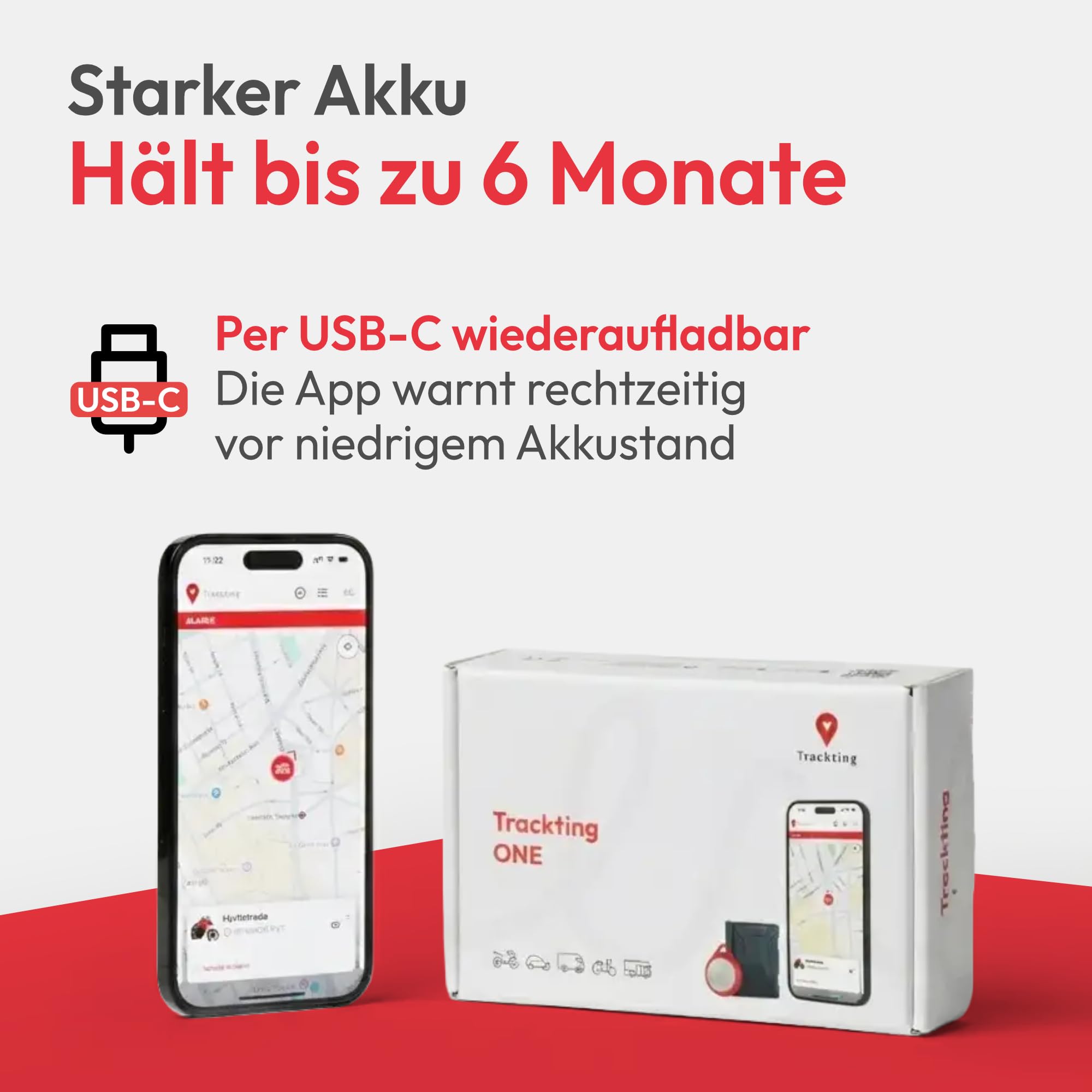 Trackting ONE – Anti-Diebstahl GPS Gerät für Auto & Motorrad | GPS Tracker für Autos, Motorräder, Fahrzeuge | integrierte SIM (4G/2G) – ABO erforderlich | Keine Verkabelung, Lange Batterielaufzeit