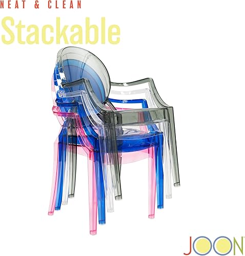 Miniatura 9 de JOON Paquete de 2 sillas fantasma para niños con reposabrazos transparentes, 25 x 13 x 14.5 pulgadas, material de policarbonato, altura del asiento