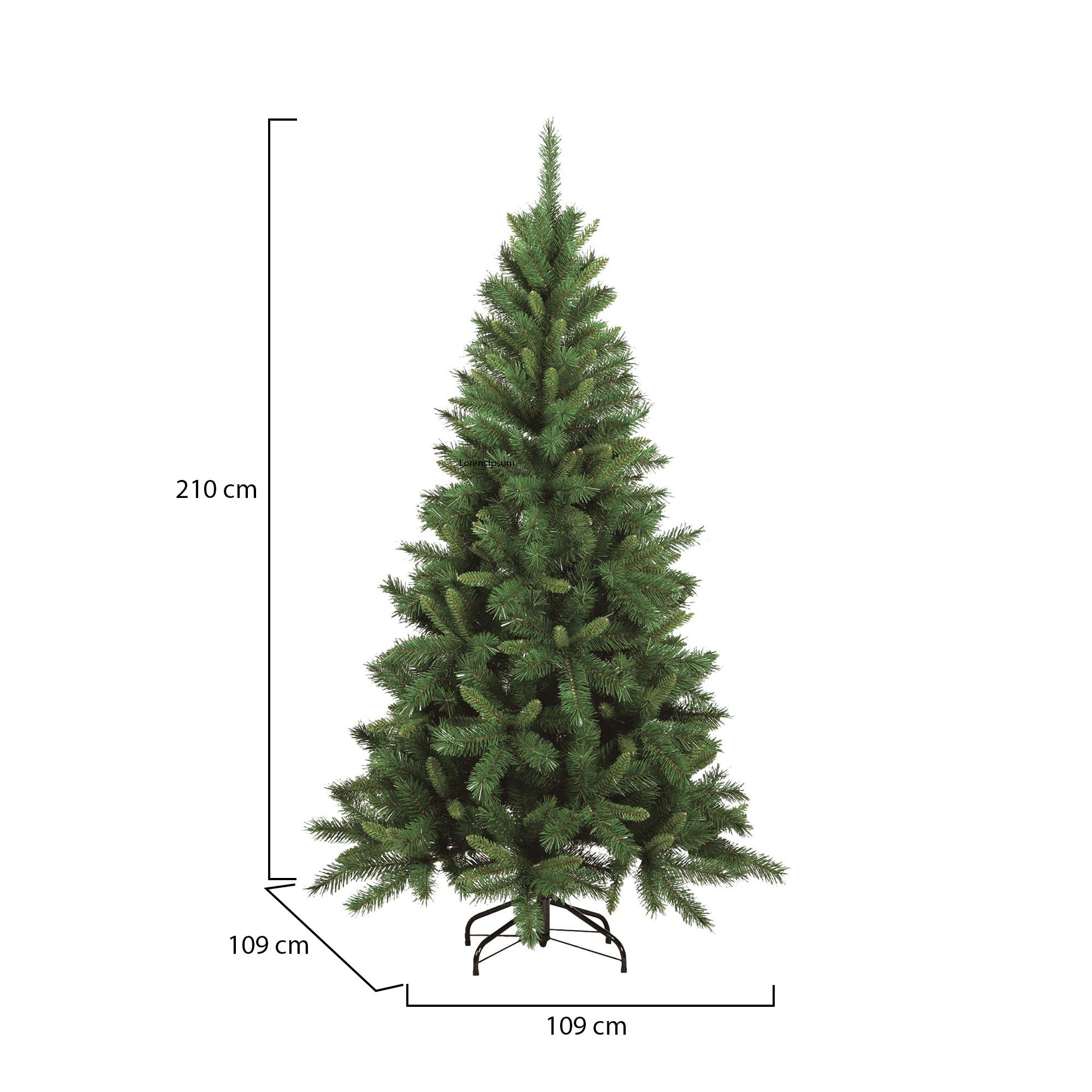 Dmora - Sapin de Noël Amsterdam, Sapin artificiel extra épais, véritable Sapin effet PVC, 731 branches, hauteur 210 cm