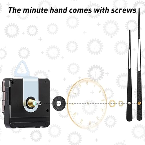 Miniatura 4 de Jadive 2 Piezas Mecanismo de Movimiento de Reloj de Eje Largo de Alto Torque con Manecillas de Reloj de Madera para Repuesto de Piezas de Reparación