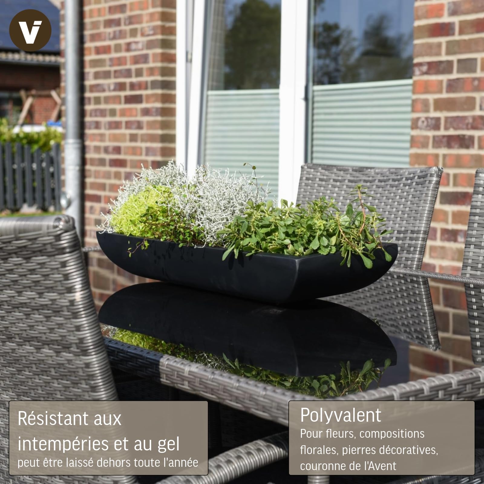 VIVANNO Jardinière décorative en Fibre de Verre - pour l'intérieur et l VIVANNO Jardinière décorative en Fibre de Verre - pour l'intérieur et l