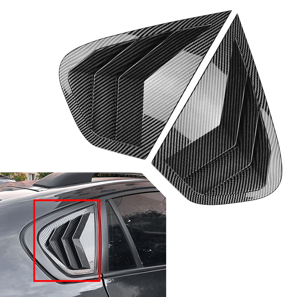 Cnfang4 1 Pair Shutter Cover Trim Rear Window Louver Side Accessories ABS Carbon Fiber Black for BMW X6 E71 E72 2008-2014