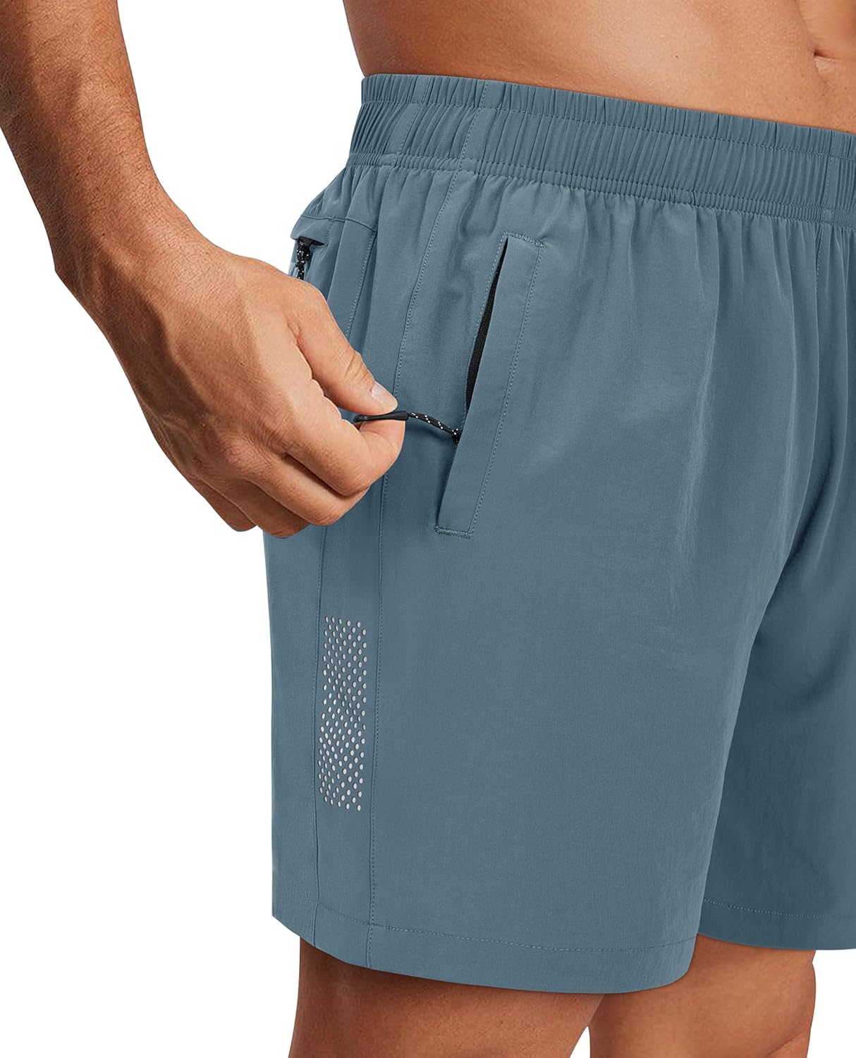 Men's Athletic Running Shorts with Zipper Pockets Quick Dry Drawstring 7" Gym Shorts for Basketball Workout Jogging - Image 5