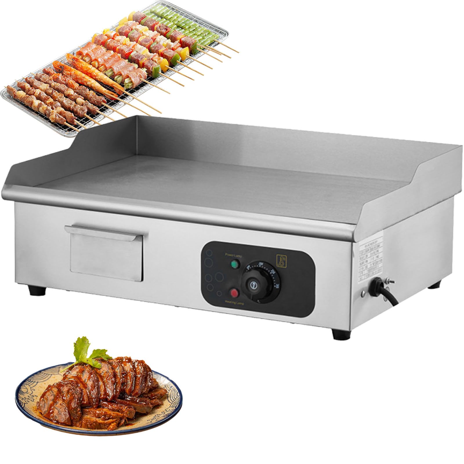 Plancha EléCtrica De Cocina, Plancha Electrica para Cocinar, Temperatura De 50-300 °C, ProteccióN contra Salpicaduras Y Calor, para El Hogar O Restaurante 818-A