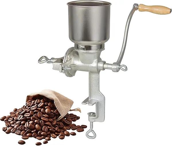 Vietora Eud High Hopper Manual Coffee Grinder, Hand Crank Mill for Grains, Corn, Wheat & Spices - Adjustable Coarseness Settings, Cast Iron Construction, Large Capacity, Easy to Clean(XL)
