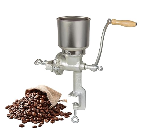 High Hopper Cast Iron Manual Grain Mill-Heavy Duty Grain Grinder,