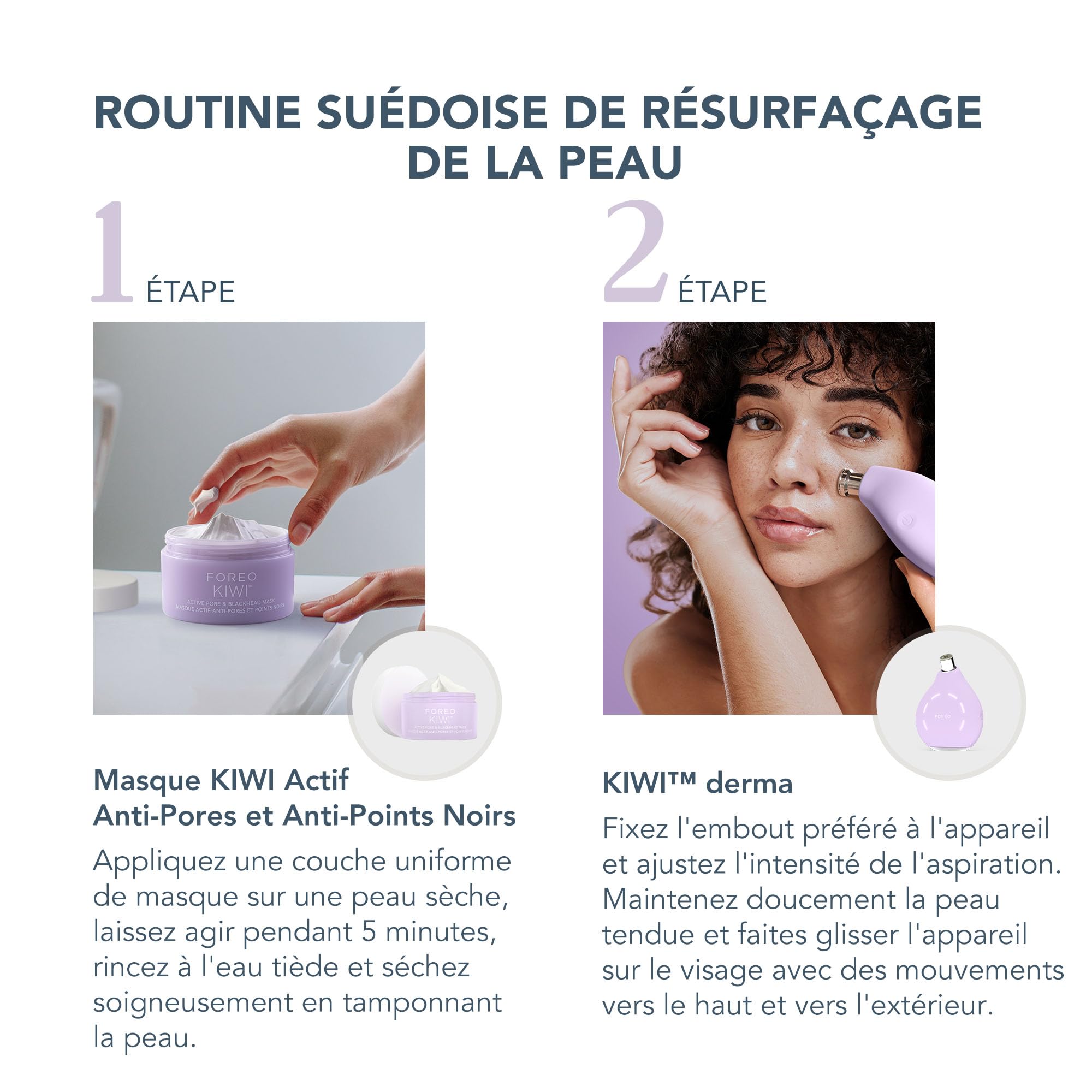FOREO Smooth & Resurface KIWI derma Microdermabrasion - Extracteur point noir visage + KIWI Masque actif pores et points noirs 100g - Aspirateur point noir - Sans bandelettes - Aspirateur point noir