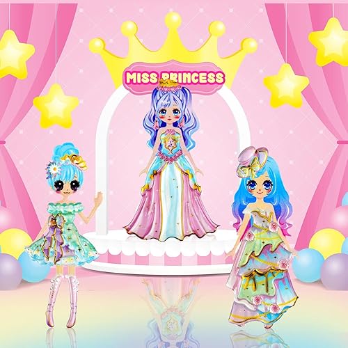 Miniatura 6 de IMNEXT2U Calcomanías hinchadas de princesa de doble capa, 2 paquetes con 1 álbum de calcomanías para coleccionar (se adapta a fotos de 6 pulgadas),