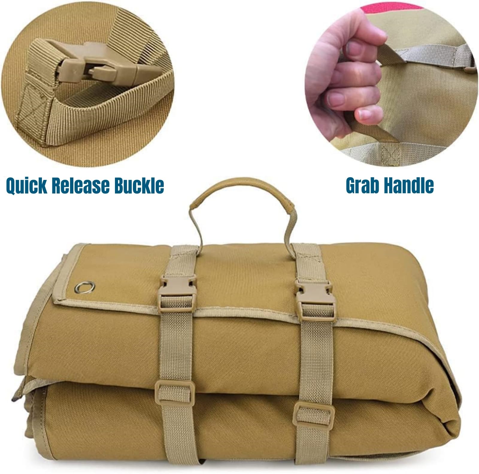 Peminkoo Tappetino da tiro Coperta Imbottita per riposare all'aperto Arrotolabile in Tessuto Oxford Antiscivolo Leggero Impermeabile Resistente per Caccia (200x74 cm)