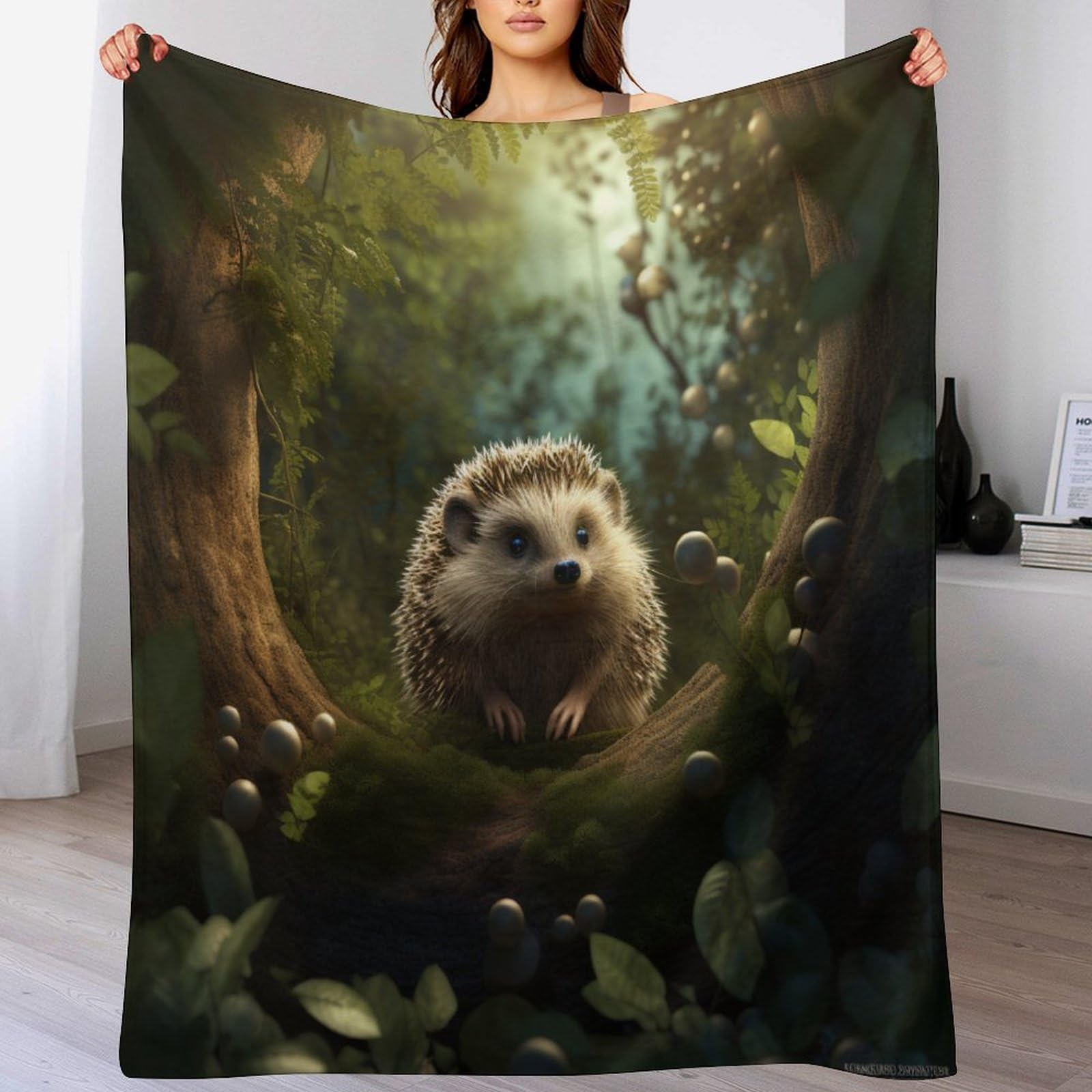 Couverture polaire hérisson 140x180cm, plaid en flanelle épaisse et douce pour lit et canapé