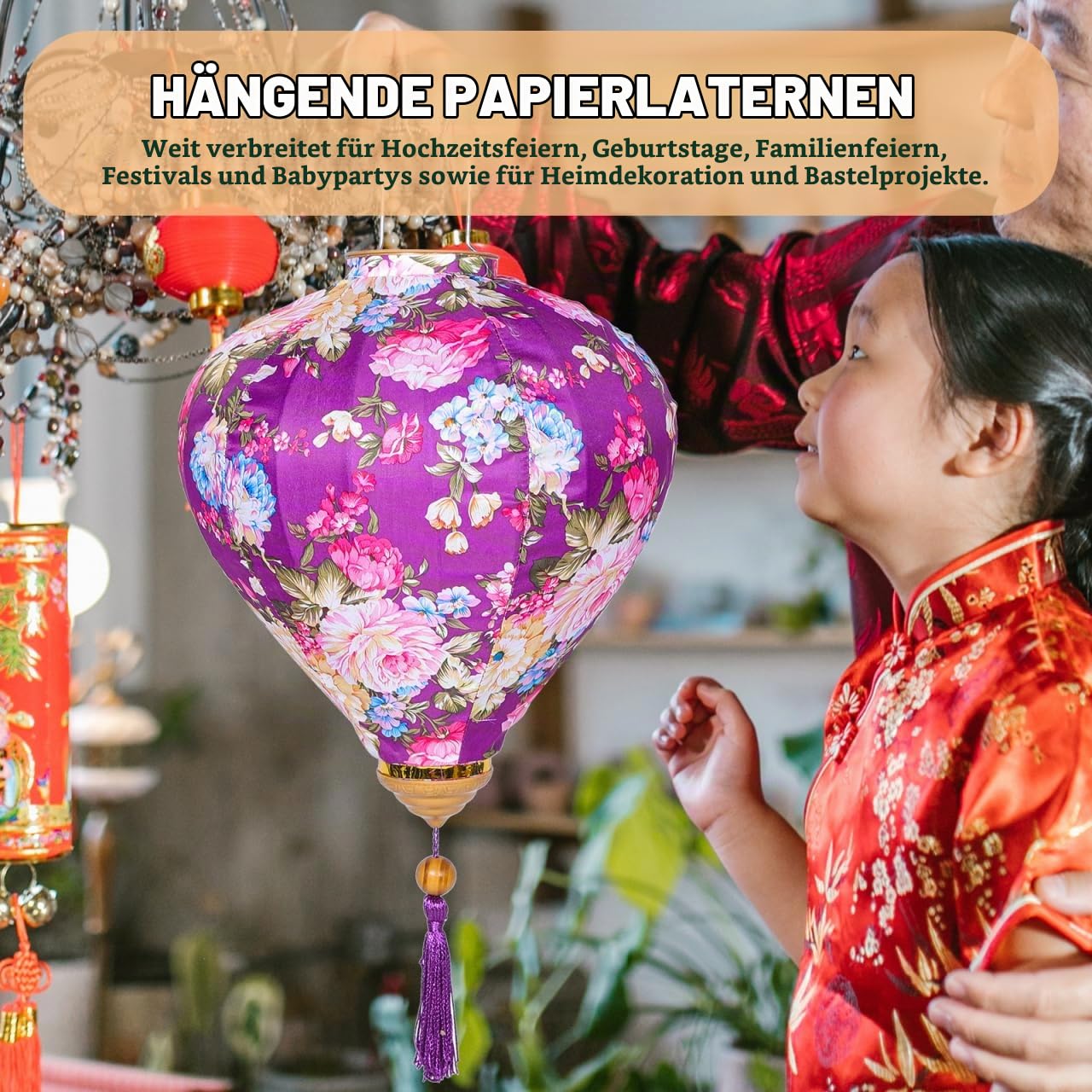 Uonlytech Hängende Blumenlaterne 25.59 Zoll Für Außenbereich Wetterfeste Asiatische Laterne Dekorativ Für Garten Party Festival Deko