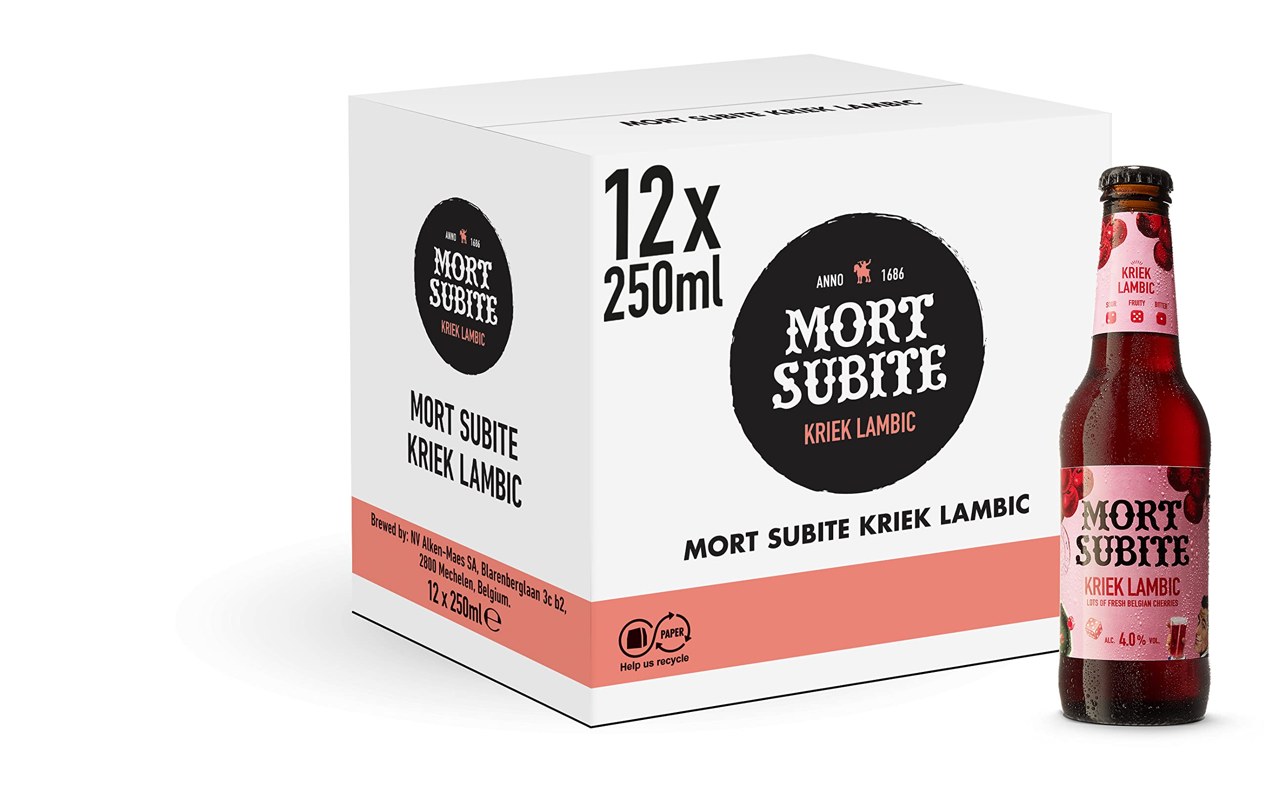 Mort Subite Cerveza - Caja de 12 Botellas x 250 ml - Total: 3 L