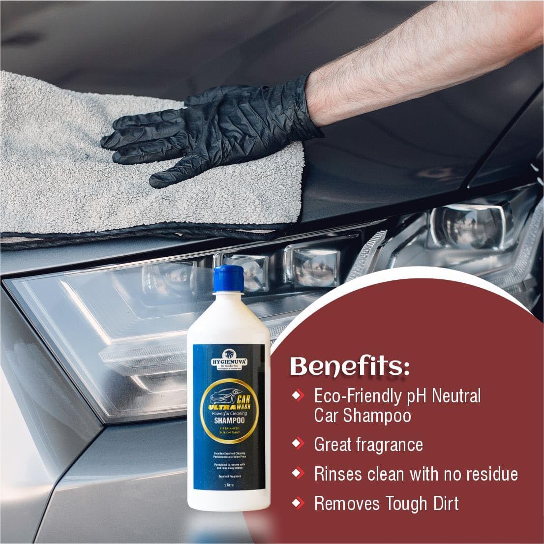 Hygienuva Car Wash Ultra/ 1Litre/ Deep Cleaning/High Foaming Shampoo