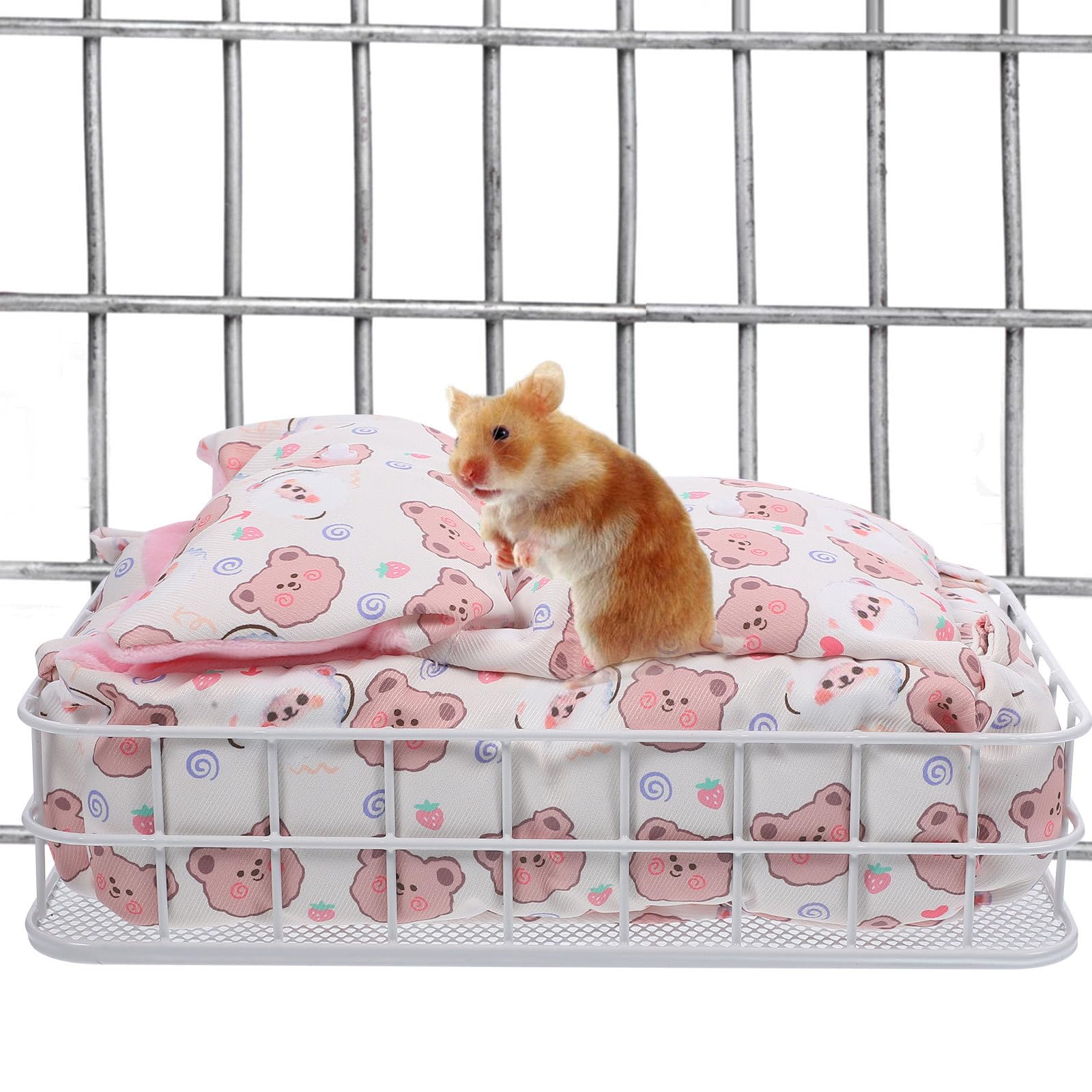 Outanaya Kuschelige Metall Hängematte für Kleine Haustiere mit Dicker Konstruktion und Baumwollbezug als Warmer Schlafplatz im Winter für Meerschweinchen und Chinchillas