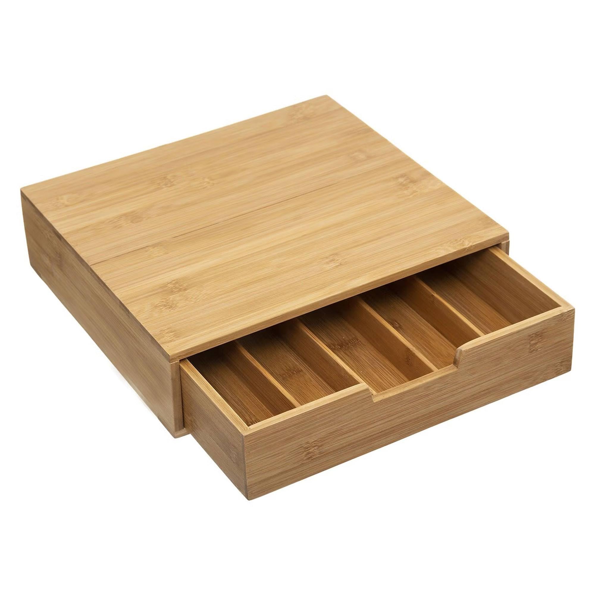 Well Home Porte-capsules avec 1 tiroir en bambou 34,5 x 30,5 x 8 cm