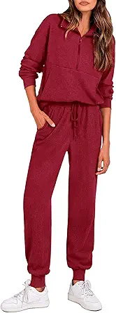 PRETTYGARDEN Women's Fall 2 Piece Lounge Sets Zip Up Sweatshirt Jogger Pants Sweat Track Suits Travel Outfit Winter Clothing