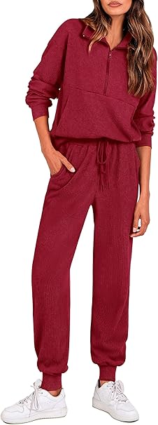 PRETTYGARDEN Women's Fall 2 Piece Lounge Sets Zip Up Sweatshirt Jogger Pants Sweat Track Suits Travel Outfit Winter Clothing
