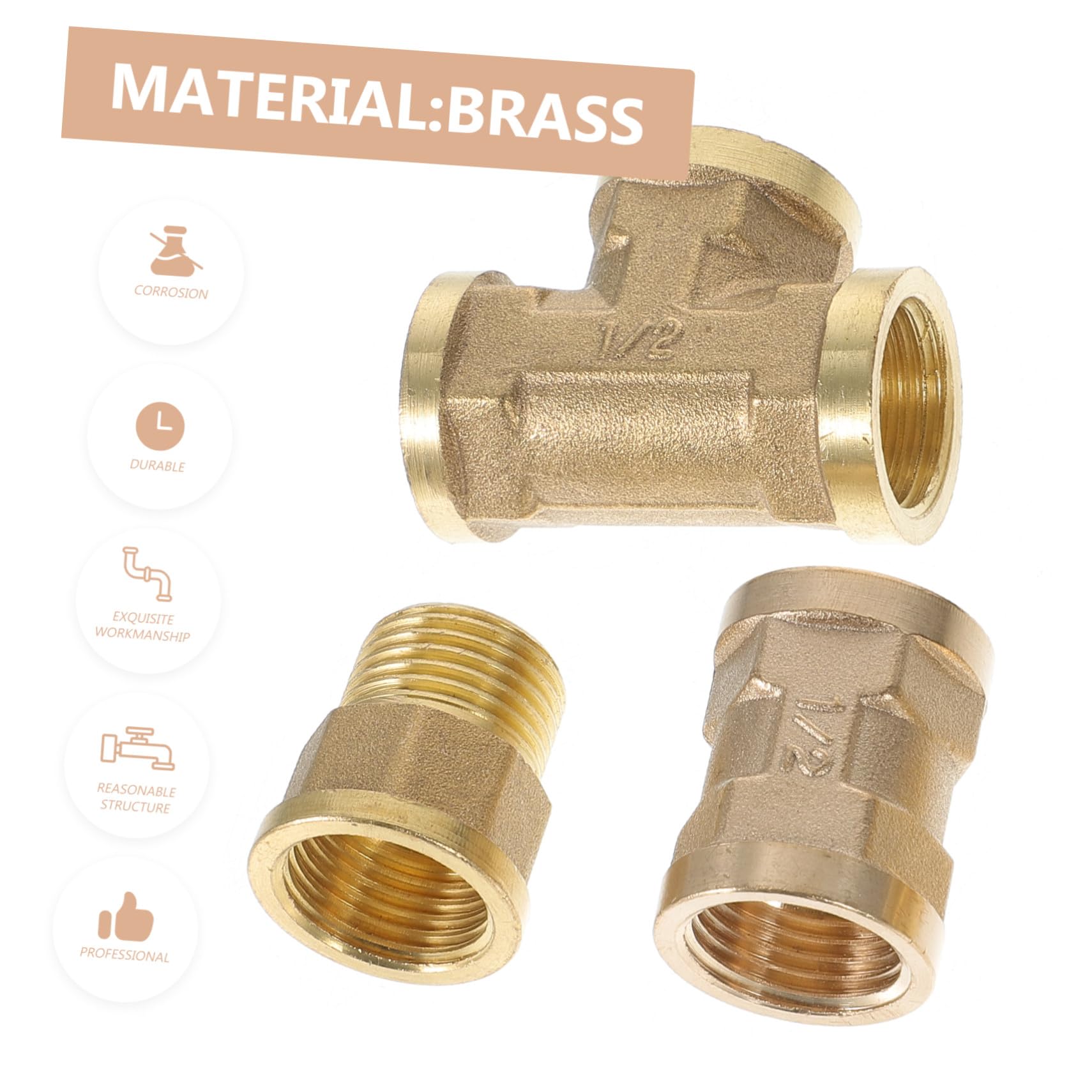 Adaptateur Raccord Tuyau de Jardin Laiton Pouce Connecteur Robuste Facile à Installer pour Raccords Flexibles et Tuyaux Coudés