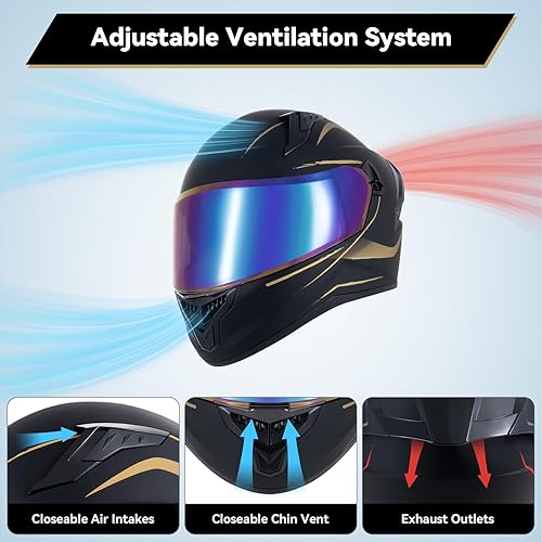 Miniatura 4 de Full Face Motorcycle Helmets for Adult Men Women, DOT Approved Street Bike Racing Helmet Dual Visor Quick Release Buckle, Motorbike ADV Moped Helmet