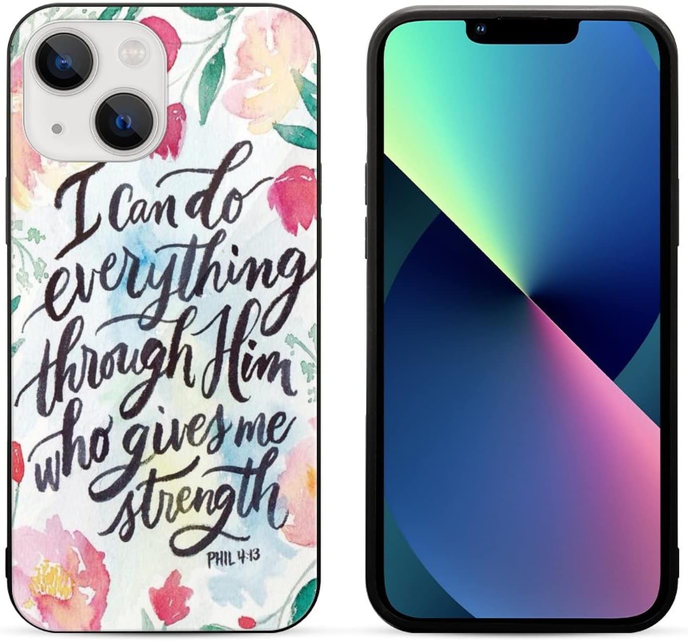 Amazon Com Customized Bible Quotes Iphone 13 Case Glass And Black Tpu Protective Shockproof Non Slip Phone Case For Iphone 13 New 21 Release Cell Phones Accessories