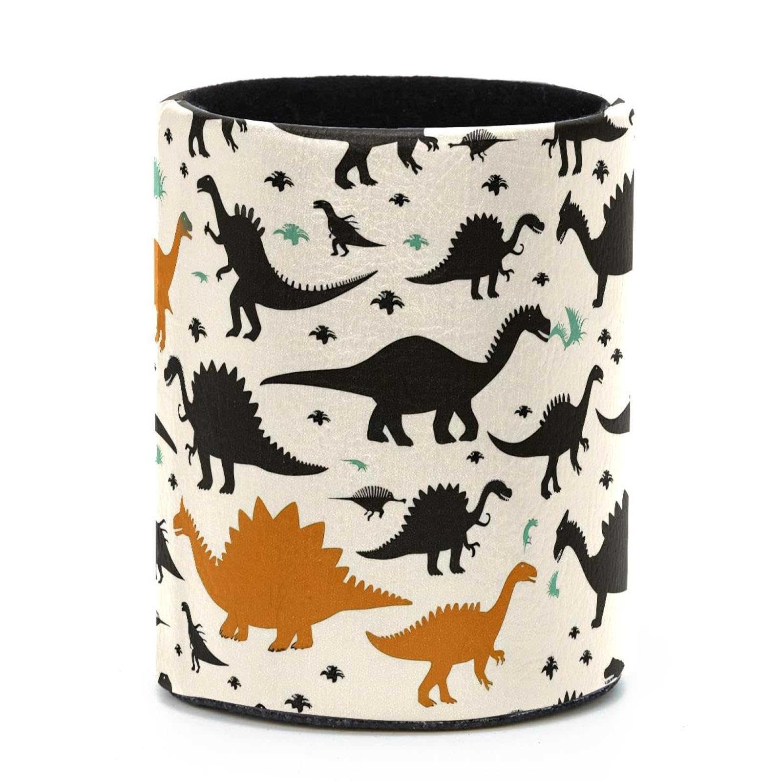 VAPOKF Round Pencil Holders for Desk, Dinosaur Silhouettes Pen Holders Pen Pot Makeup Brushes Storage Desktop Stationery Supplies Organiser for Home Office
