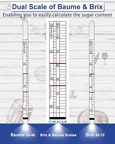 Miniatura 5 de Hidrómetro de jarabe de arce, hidrómetro preciso para la fabricación de jarabe de arce, hidrómetro de jarabe de arce con escalas Brix y Baume,