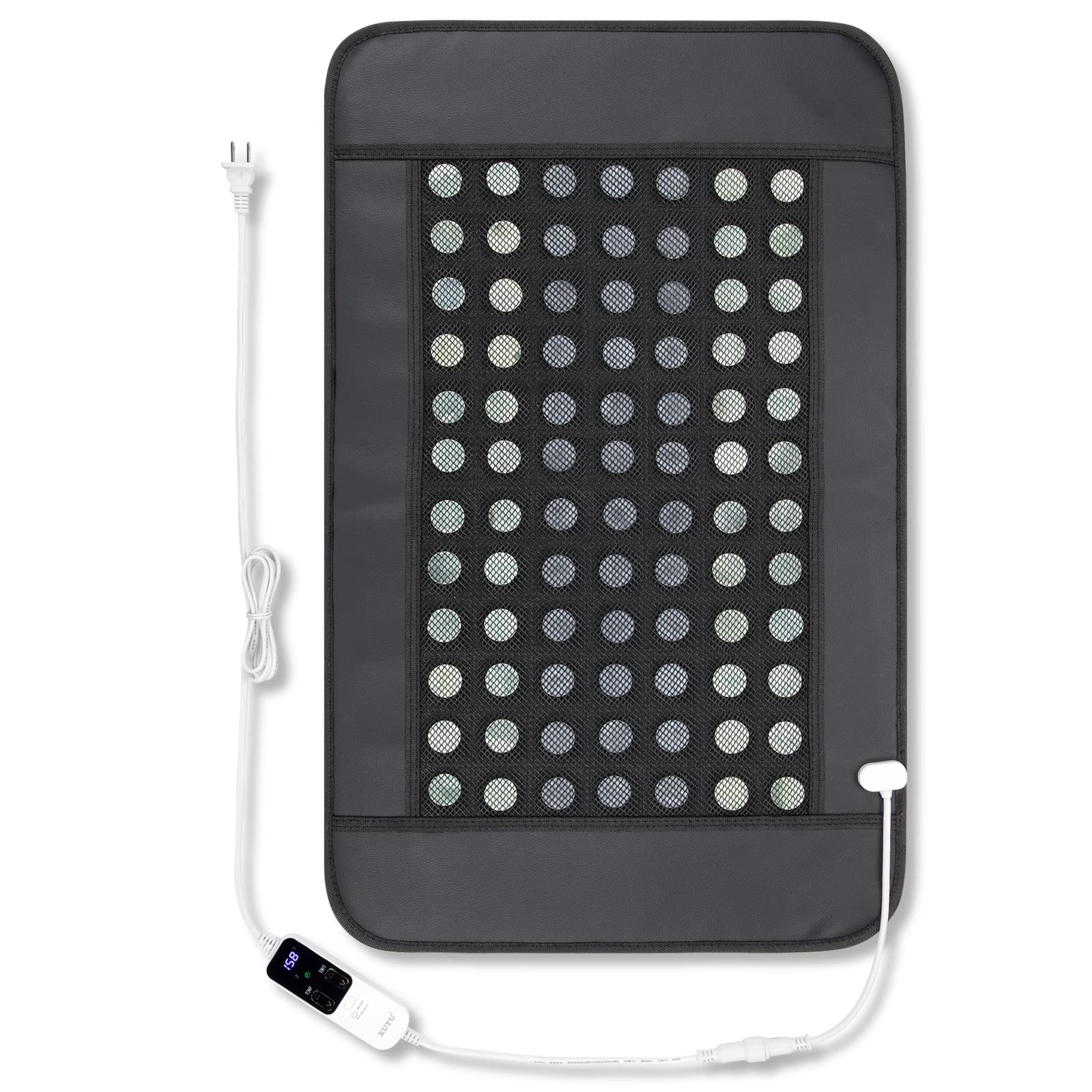 Far Infrared Heating Pads Natural Jade Tourmaline for Back Neck Shoulder (28” x 17”) Smart Controller with Memory Function, Auto Shut Off and Travel Bag Included Pro