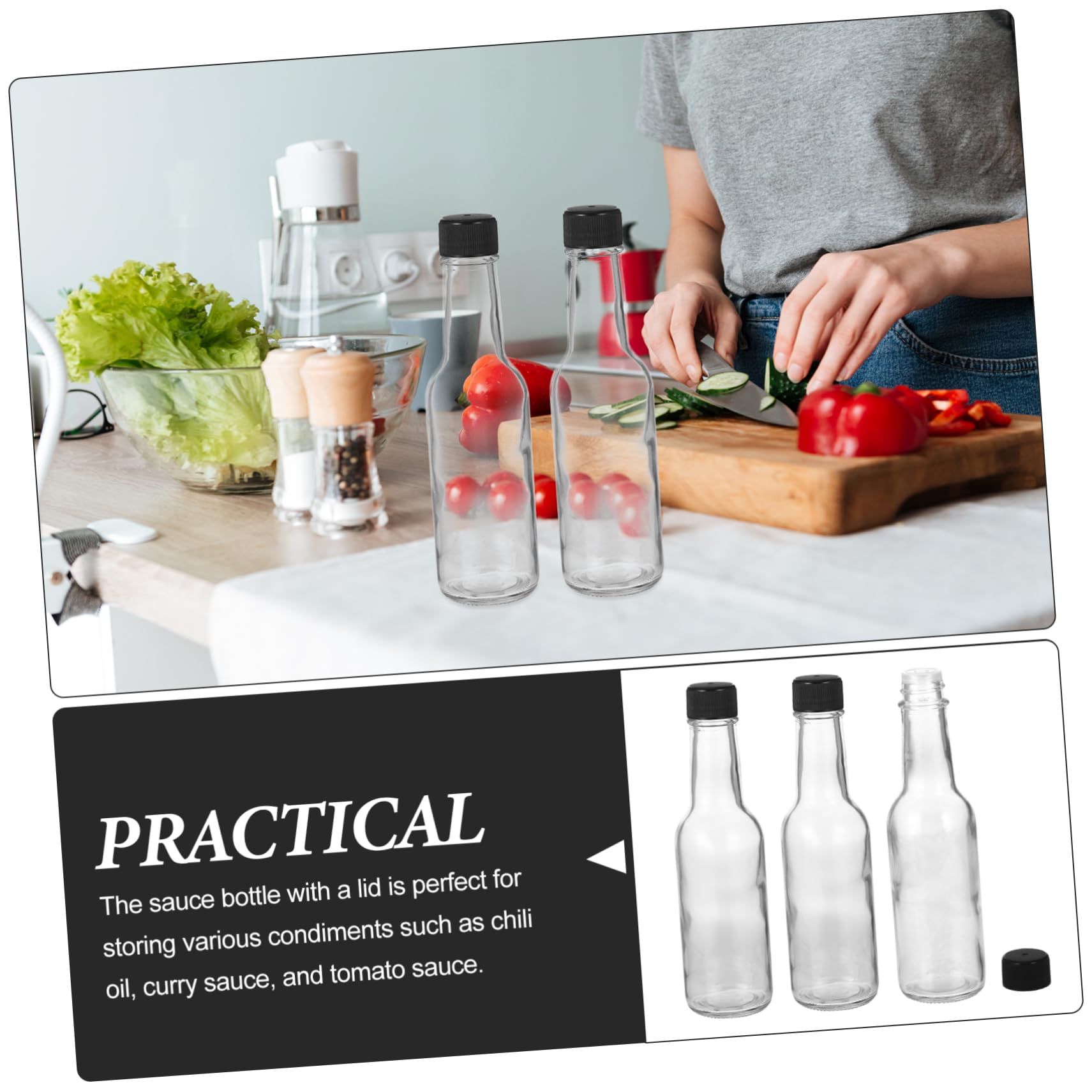 6pezzi Bottiglia in Vetro per Salse Ketchup e Condimento per Insalata Capacità di Realizzata in Materiale Pe Stabile per Picnic e Trasporto