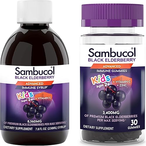 Sambucol Jarabe de saúco negro y gomitas para niños, jarabe de saúco para niños, gomitas de saúco para niños, jarabe de saúco negro para niños,