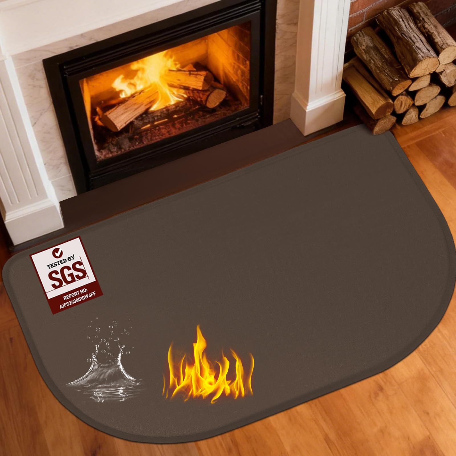 Honcovoo Hearth Rugs for Fireplaces, 80x50x0.1cm Fireproof Mat for Log Burner, Fireplace Mat for Wood Stove Indoor Outdoor, Fireproof Hearth Mat Protects Floors Carpets from Sparks Embers, Brown