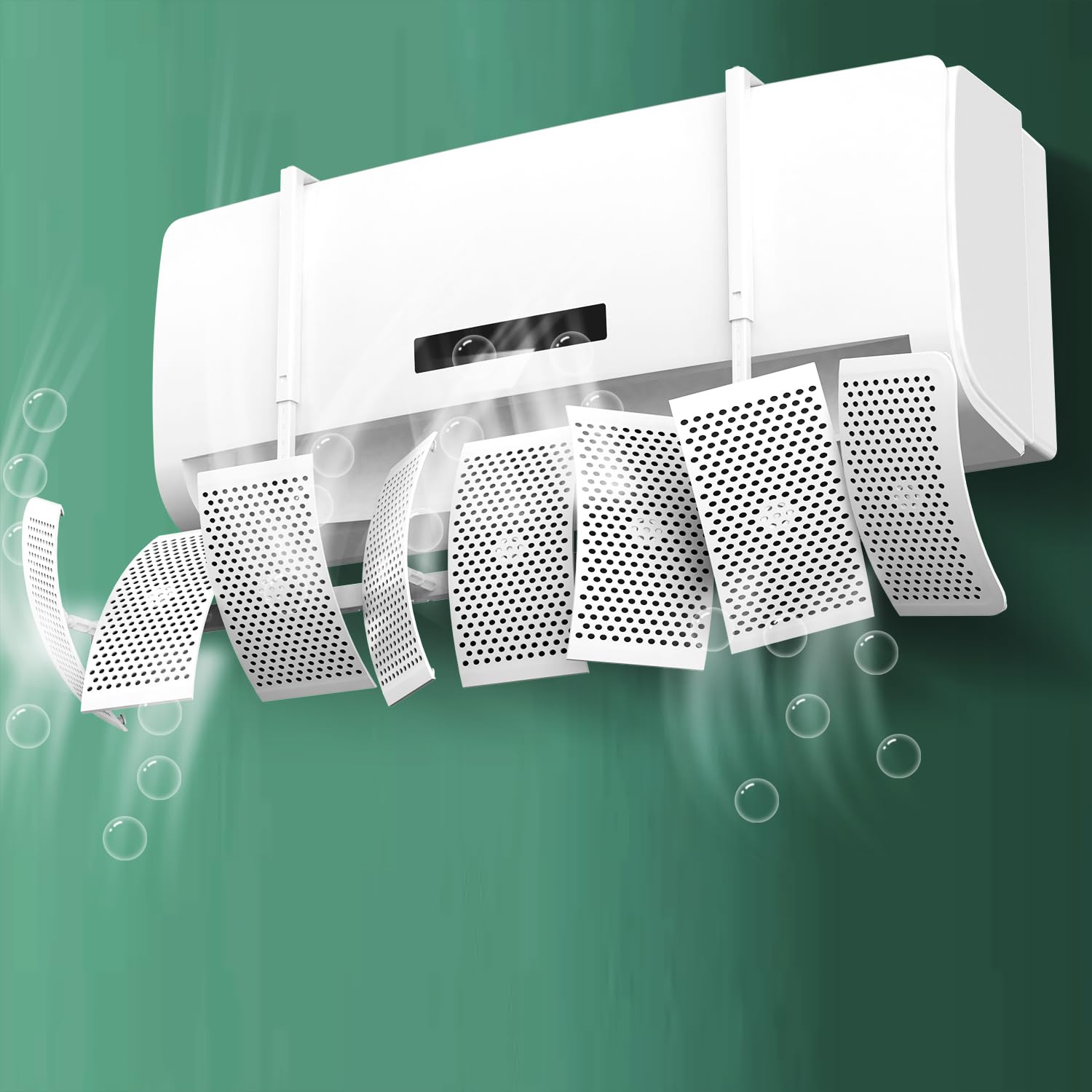 Deflector para Aire Acondicionado Universal Ajustable, 8 Aspas Orientables 270°, Montaje Rápido, Materiales Ecológicos, Evita Condensación, Ideal para Verano e Invierno