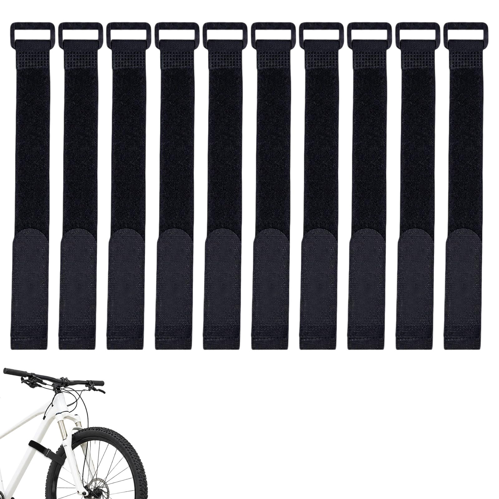 10PCS Velcro Straps Elastic, Adjustable Reusable Ties for Bike Cable Pump