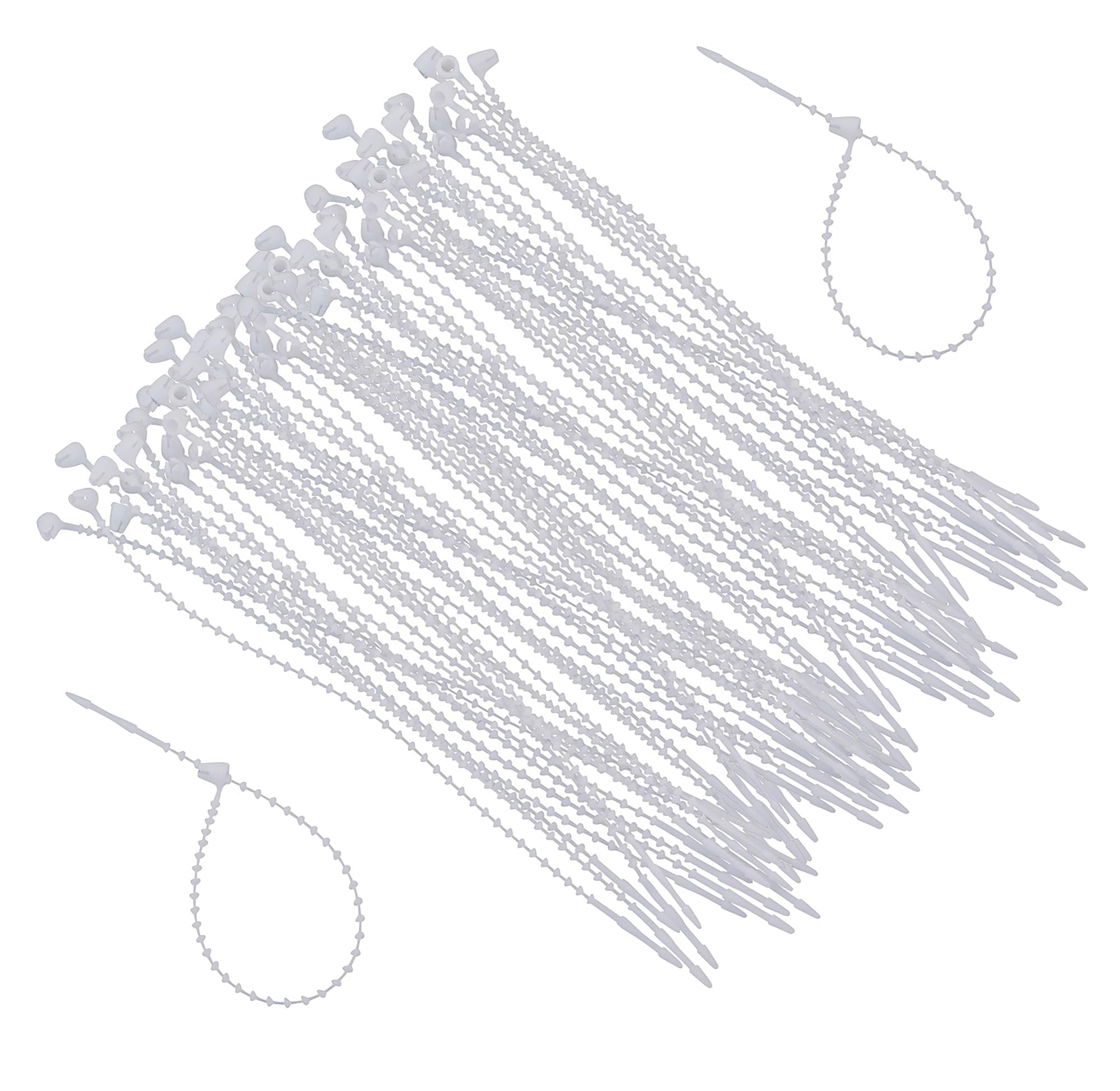 Boltza® Reusable Beaded Cable Ties 100mm (Natural, Pack of 100) - Releasable Twist-Lock Wire Ties for Cables, Commerce & Garden