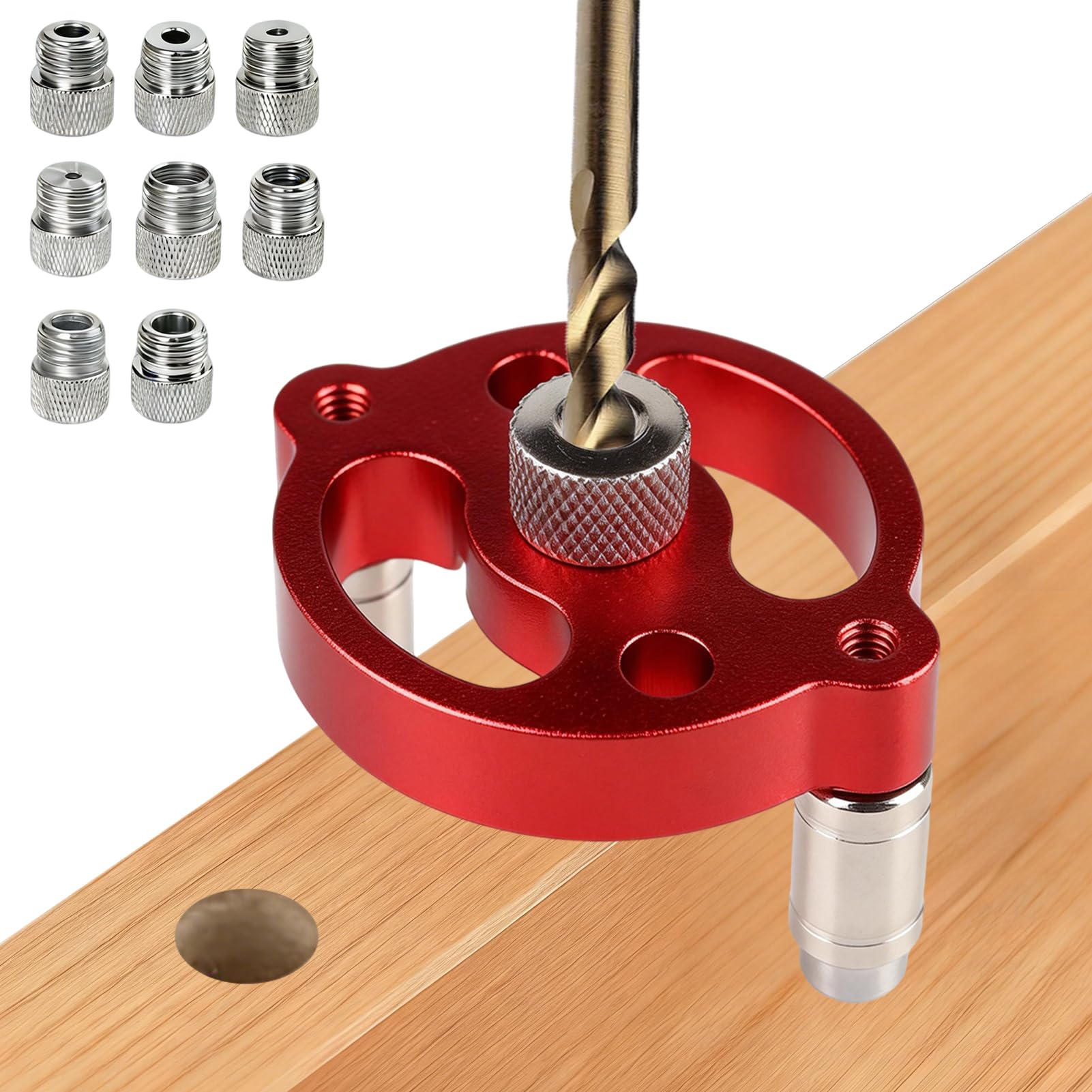 Ayuda de Perforación para Carpintería, Localizador de Agujeros con 8 Casquillos de Perforación (3-10 mm), Guía de Taladro de Precisión con Garras de Posicionamiento, Ideal para Proyectos DIY y Hogar