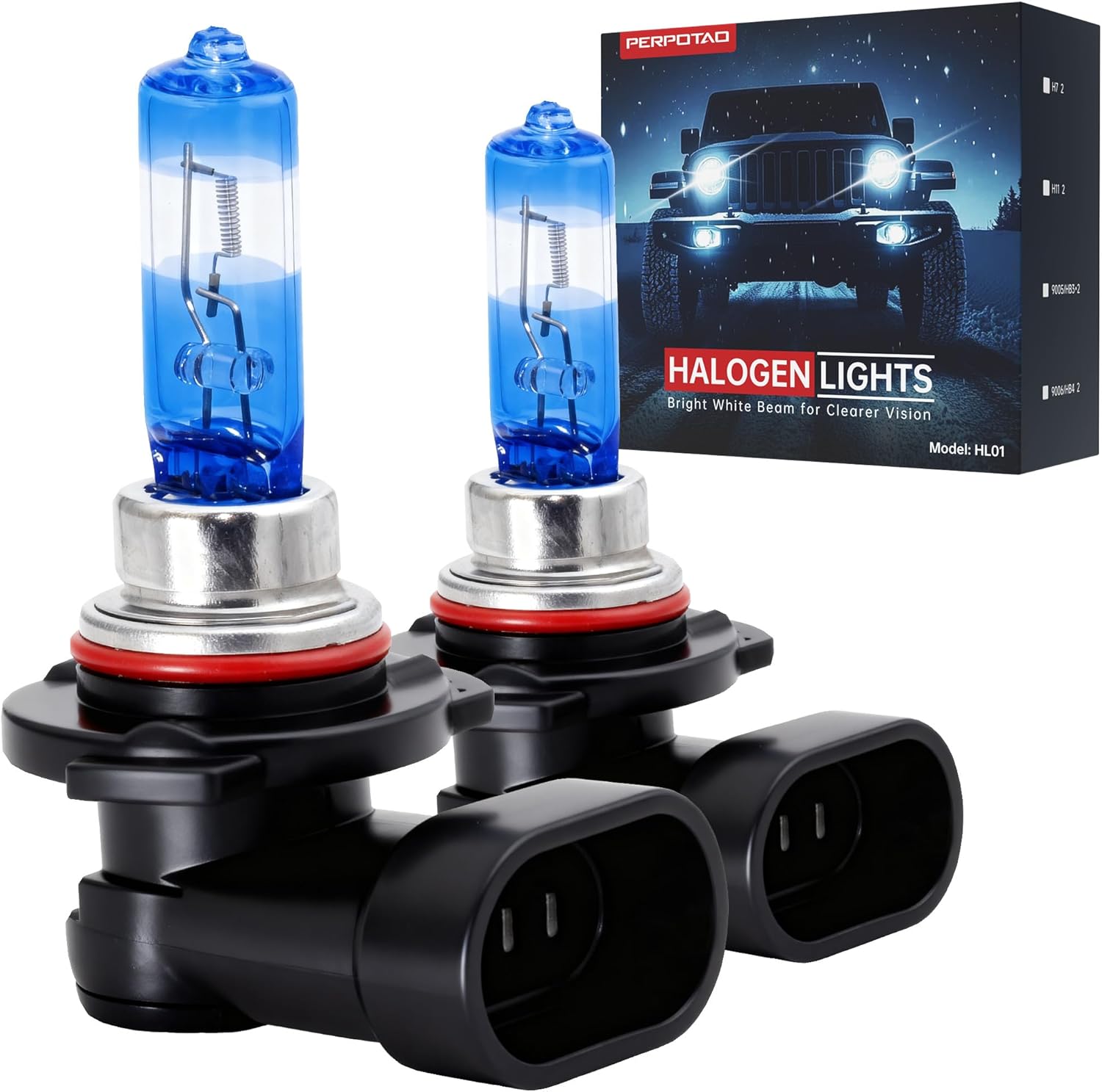 9005/HB3 Halogen Bulbs, 12V 60W, 3800K Warm White, High Performance, Upgraded Brightness, High Beam Light Bulb Replacement, Long Life, Plug and Play, 2 Pack