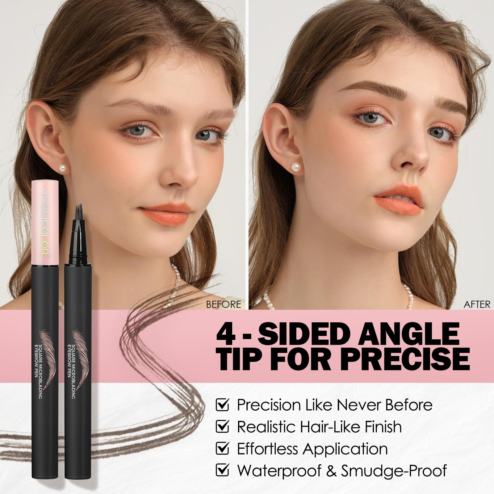 Anglicolor Matita Sopracciglia,Punta precisa a pennello,Per Sopracciglia Folte e Colorate,No Transfer,Dura tutto il giorno,Infaillible Faux Brow,Vegan & Cruelty-Free,0.6 ml (0I CARAMEL BLONDE)
