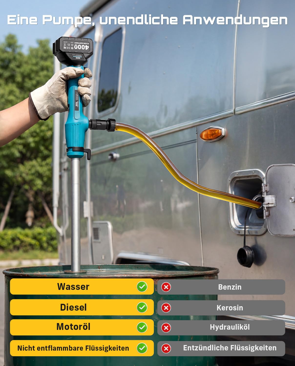 Seesii Pompa di trasferimento senza fili per acqua/diesel