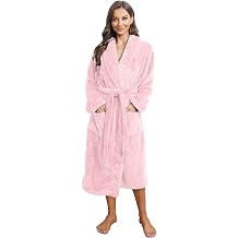 Womens Fleece Robes, Soft Plush Long Bathrobe, Comfy Robes for Womens, Warm House Coat Pineapple Fleece