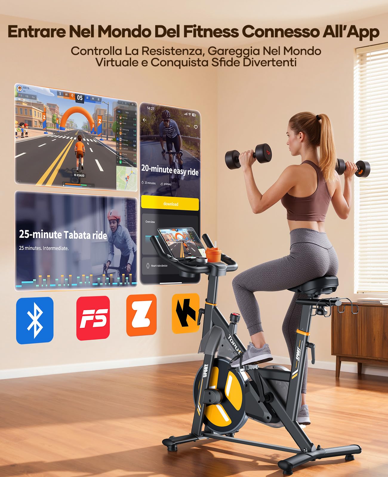 2026 Nuova Toputure Cyclette da Casa con Resistenza Elettromagnetica, Cyclette per Casa con Controllo App, Display Touchscreen, Cardiofrequenzimetro, Ultra Silenziosa, Supporta fino a 150 kg
