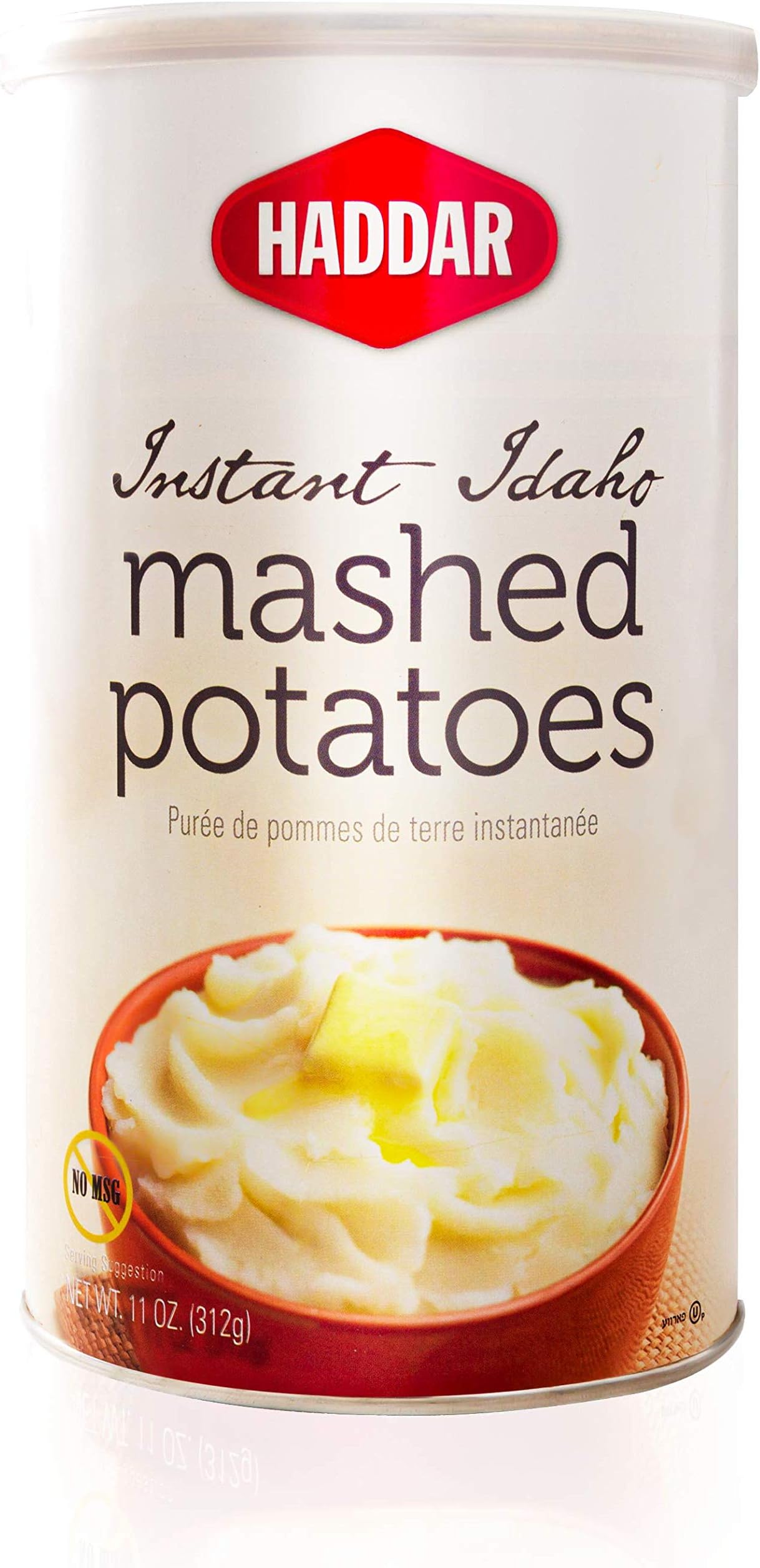 Haddar Instant Idaho Mashed Potatoes, 11oz "Resealable Canister", Dairy Free, Gluten Free, No MSG