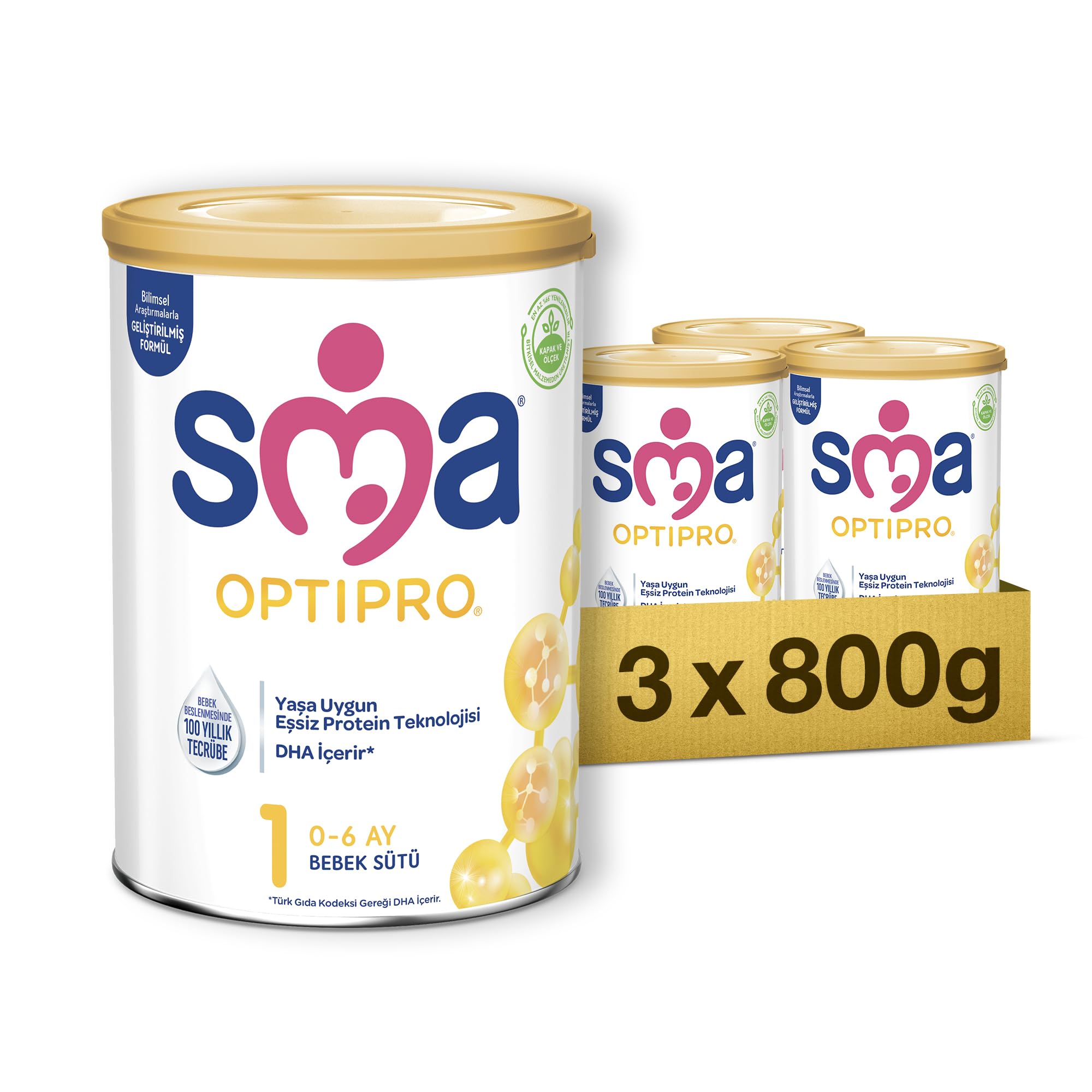 SMA Optipro 1 Bebek Sütü (0-6 Ay, 800 g x 3 Adet)