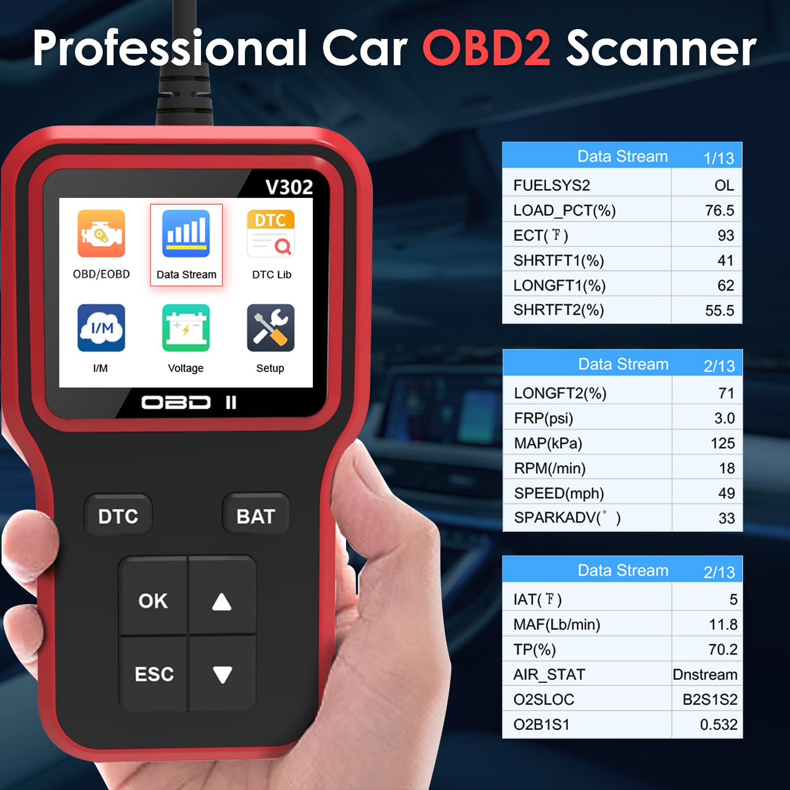 Valise Diagnostic Obd2 HyAdierTech OBD2 Diagnostic Auto Valise Voiture, V519 Lecteur De Code D'erreur De Scanner Voiture Bluetooth 5.4