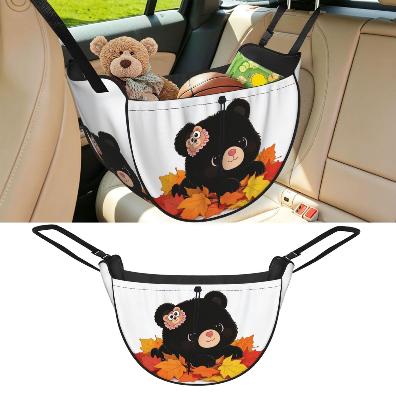 Cntdbu Black Bear Car Seat Organizer-Backseat Storage Bag For Travel
